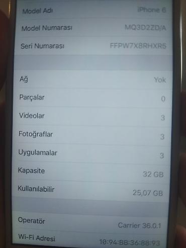 ayfon 6 es: IPhone 6, 32 GB, Gümüşü, Barmaq izi — 6
