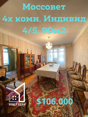 бишкек ищу квартиру: 4 комнаты, 90 м², Индивидуалка, 4 этаж, Старый ремонт