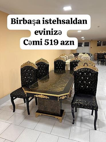 Qonaq otağı üçün, Yeni, Açılmayan, Dördbucaq masa, 6 stul