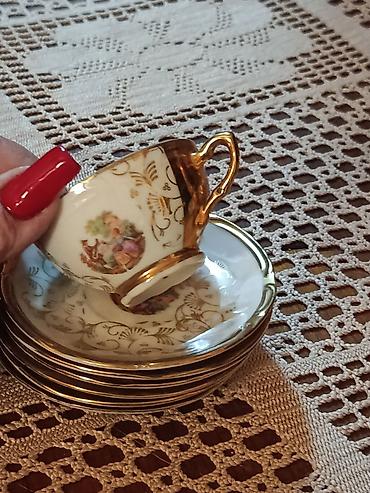 çaşqa: Qəhvə dəsti, rəng - Qızılı, Farfor, 6 nəfərlik, Almaniya — 3