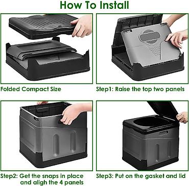 Oprema za kampovanje: Prenosivi sklopivi toalet/kanta – multifunkcionalna kutija za — 5