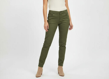 spodnie na szelkach krzyżówka: Material trousers for women, size S