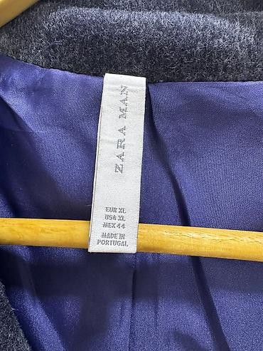 deri kurtkalar kisi ucun: Palto, Zara, XL, rəng - Boz — 7