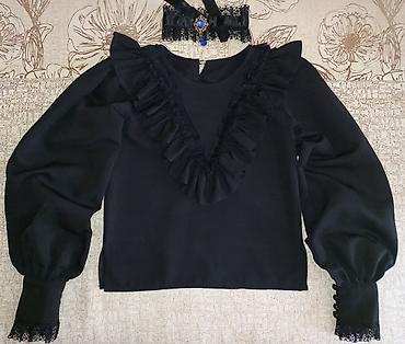 lining s: Блузка, Однотонный, С воланами — 1