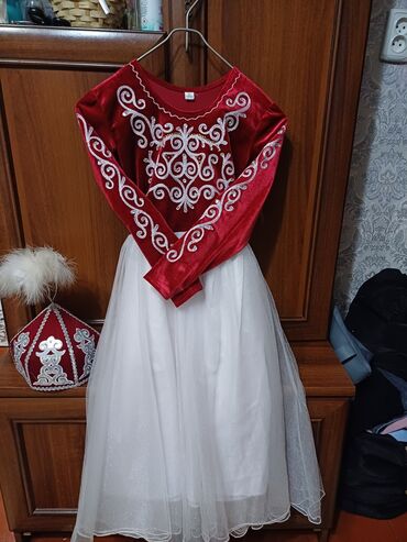 кыргызская национальная одежда: Детское платье, цвет - Белый, Новый