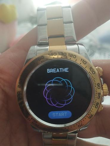 apple whatch 7: Ağıllı saat – klassik metal korpus və polad/qızılı ikirəngli brelet — 4