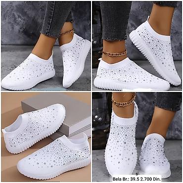 sergio tacchini motion m: Mrežaste ženske patike – slip-on model - Boje: bela i crna - Ukras — 2