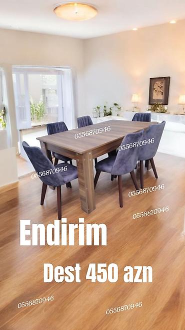 Masa və oturacaq dəstləri: Qonaq otağı üçün, Yeni, Açılmayan, Dördbucaq masa, 6 stul — 3