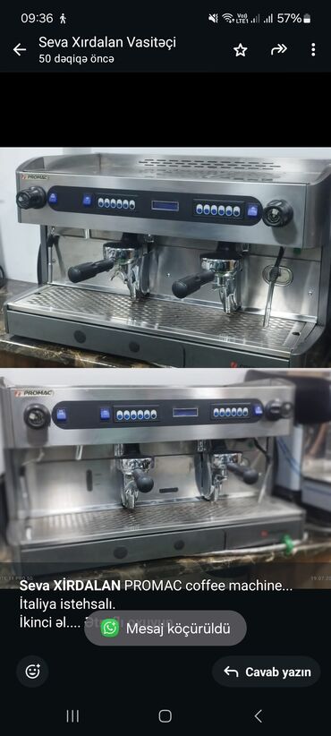 kofe bişirən: *Seva XİRDALAN* PROMAC coffee machine. İtaliya istehsalı. İkinci əl