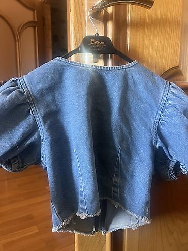 Denim qısa gödəkçə/top - Material: klassik mavi denim (pambıq