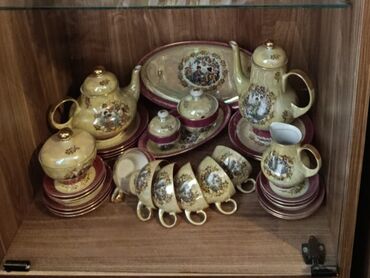 Çay dəsti, rəng - Sarı, Farfor