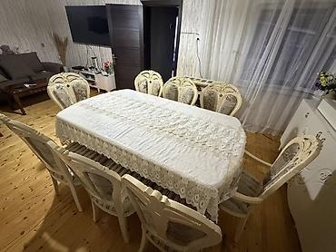 Klassik üslubda 10 nəfərlik yemək dəsti - Dəst: düzbucaqlı böyük masa