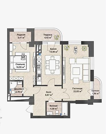 Продажа квартир: 2 комнаты, 80 м², Орто-Сай с. Элитка, 2 этаж, ПСО (под самоотделку) — 3