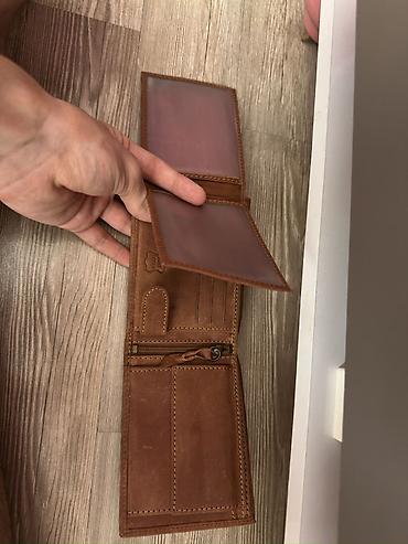 Portmone, pulqabıları: Təbii dəri kişi pulqabısı – qəhvəyi - Material: təbii dəri, möhkəm — 3