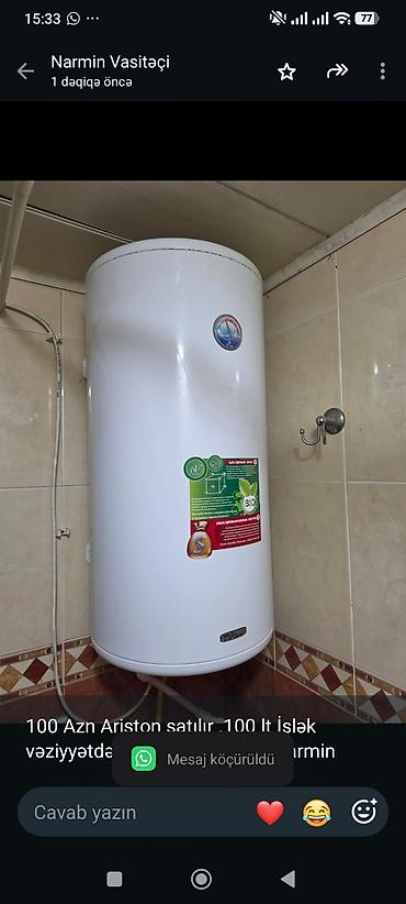 100 Azn Ariston satılır .100 lt İşlək vəziyyətdədir Ünvan Masazır lalafo.az -da 100 Azn Ariston satılır .100 lt İşlək vəziyyətdədir Ünvan Masazır