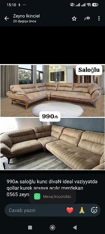 990₼ saloğlu kunc divaN ideal vəziyyətdə qollar kurek arxaya açılır