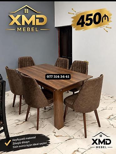 XMD Mebel – Yemək dəsti - 1 masa + 6 stul komplekti - Rəng: qoz ağacı lalafo.az -da XMD Mebel – Yemək dəsti - 1 masa + 6 stul komplekti - Rəng: qoz ağacı