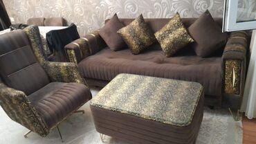 Sifarişlə mebel: Endirim!!Divan+2 kreslo+jurnal masasi Baha alinib,rengi evi bogur deya