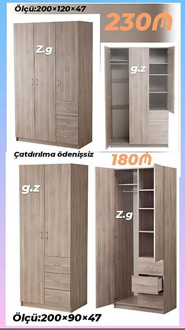 Məhsul: Geyim dolabı Model 1: - Ölçü: 200×120×47 sm - Qiymət: 230₼ -