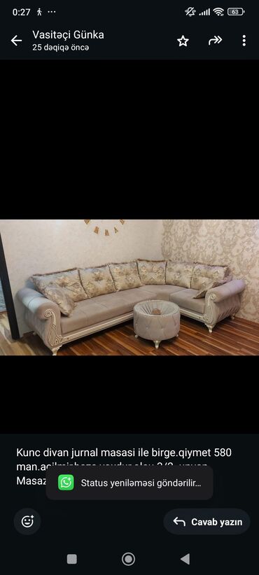 Pufiklər: Künc divan, İşlənmiş, Çatdırılma yoxdur