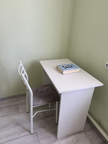 study table: Компактный письменный стол с стулом - Стол прямоугольный, белый — 1