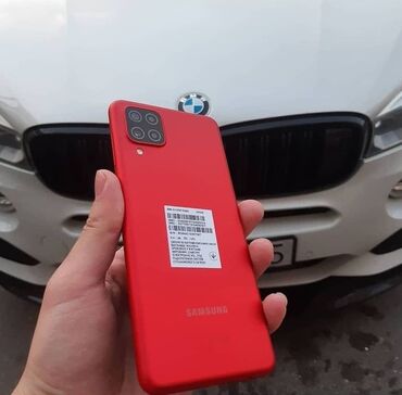 yadaş kart: Samsung Galaxy A12, 32 ГБ, цвет - Красный, Сенсорный, Отпечаток пальца, Две SIM карты