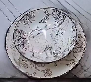 mini secko: Set tanjira i činija – porcelan/keramika, 3 dela po mestu - Dizajn — 1