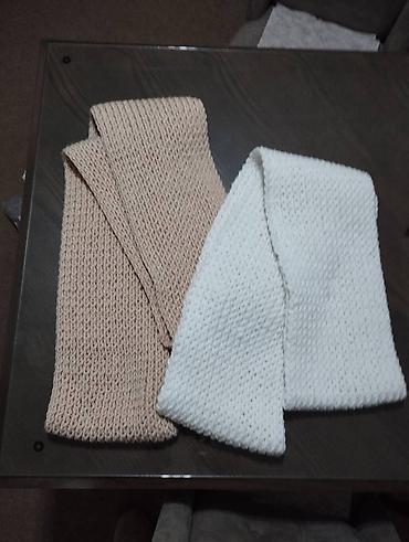 cari: Veliki dupli pleteni šal bele boje, nov, 220x20 cm. Šal je spojen — 2