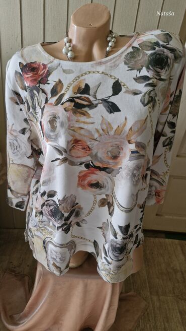 bluze na bretele: XL (EU 42), Cotton, Floral, color - White