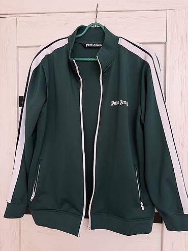 жели атлас: Спортивная куртка-трек-топ Palm Angels - Цвет: зелёный с белыми — 3