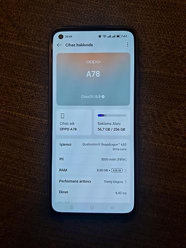 infinix 20 pro: Oppo A78, 256 GB, rəng - Qara, Barmaq izi — 1