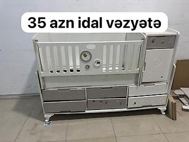kamontlar: Uşaq beşiyi və komod dəsti - Rəng: ağ/boz - Material: MDF/laminat — 1