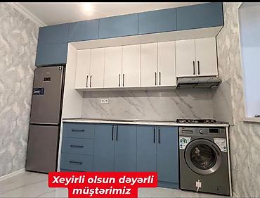 Mətbəx mebeli dəsti – müasir dizayn - Üst modul: ağ rəngli şkaflar