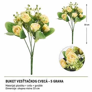 KMT Style buket veštačkog cveća – 5 grana, žuta. - Dizajn: aranžman