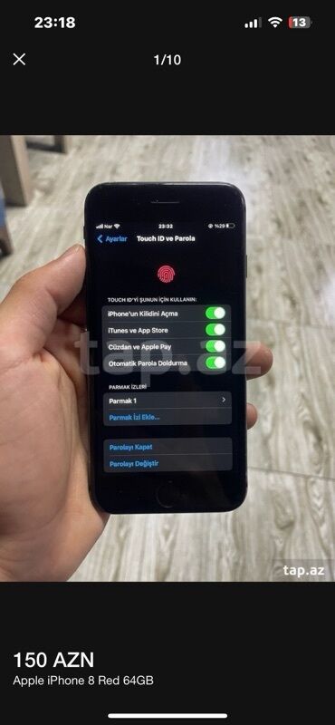IPhone 8, 64 GB, Qara, Barmaq izi