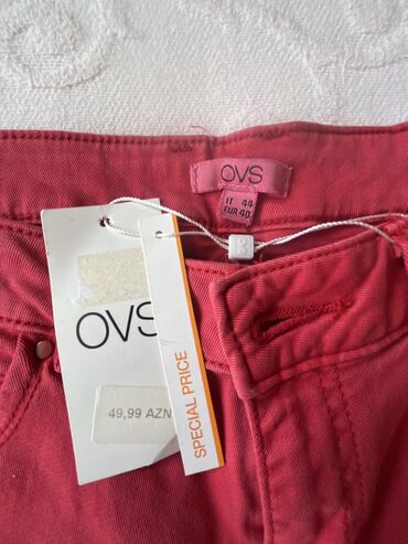 ovs: Şalvarlar Ovs, 2XL (EU 44), rəng - Qırmızı
