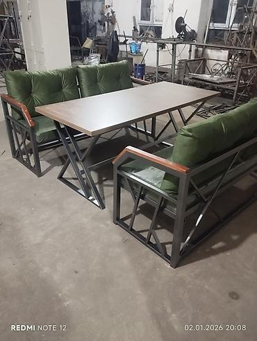 yemek stol: Metall konstruksiyalı yemək/dincəlmə dəsti - Tərkib: 1 ədəd geniş — 2