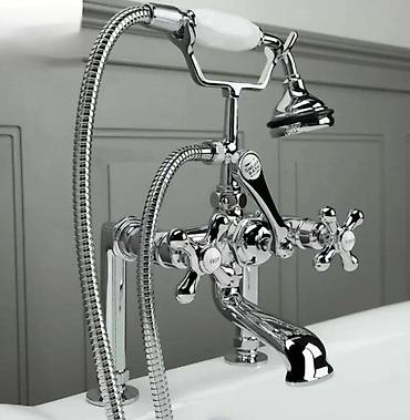 Slavine: Britanski „telephone style” set za kadu – slavina sa ručnom tuš — 2