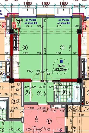 Продажа квартир: 1 комната, 53 м², Асанбай мкр Элитка, 10 этаж, ПСО (под самоотделку) — 3