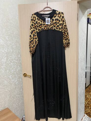 черное платье рубашка: Вечернее платье, Длинная модель, Атлас, С рукавами, 5XL (EU 50)