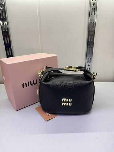 Сумка Miu Miu, мини-формат, черная - Материал: фактурная натуральная