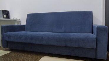 размеры мягкой мебели: Диван-кровать, цвет - Синий, Б/у