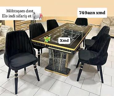 yazi masa: Qonaq otağı üçün, Yeni, Dördbucaq masa, 6 stul — 1