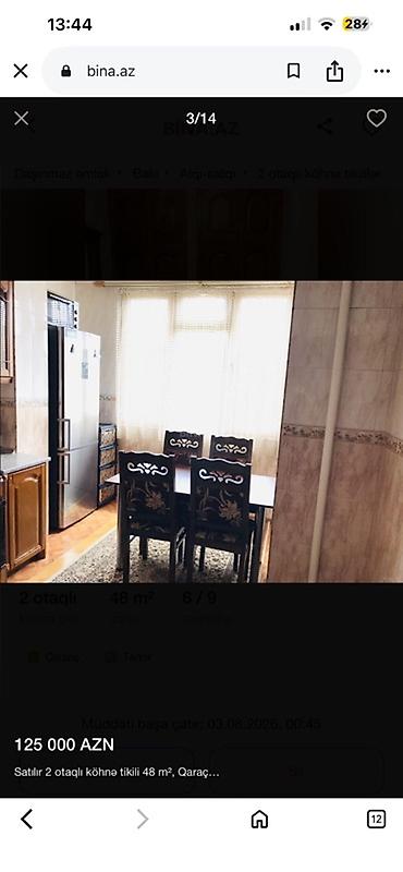əmlak satisi: Bakı, Qaraçuxur qəs., 2 otaqlı, Köhnə tikili, 48 kv. m — 4