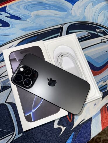 Apple iPhone: IPhone 16 Pro, Б/у, 256 ГБ, Black Titanium, Зарядное устройство, Защитное стекло, Чехол, 100 %