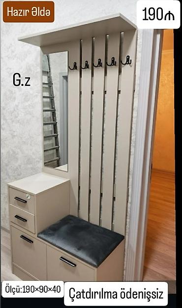 guzgu samdan: Dəhliz üçün çoxfunksiyalı asılqan-dolab dəsti - Rəng: bej - Ölçü: 190 — 1