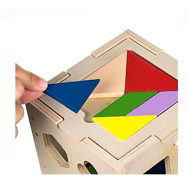 black squad patike: Drvena edukativna kocka – sorter oblika i tangram 2-u-1 - Materijal — 4