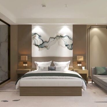 мебель в стиле лофт: Двуспальная кровать, 2 тумбы