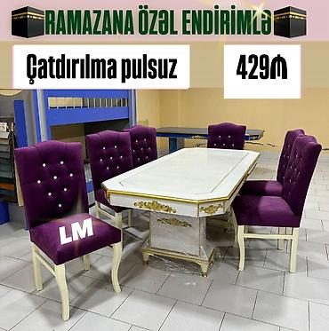 bağca stolu: Qonaq otağı üçün, Yeni, Açılmayan, Dördbucaq masa, 6 stul — 2