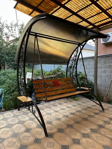 Садовые качели: Садовые качели Металл, Со спинкой, С крышей — 18